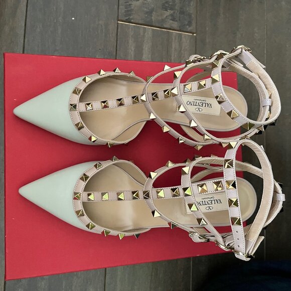 Valentino Garavani Rockstud Cage Kitten iHeels in Pastel / Mint Green size 39.5 - Picture 8 of 11